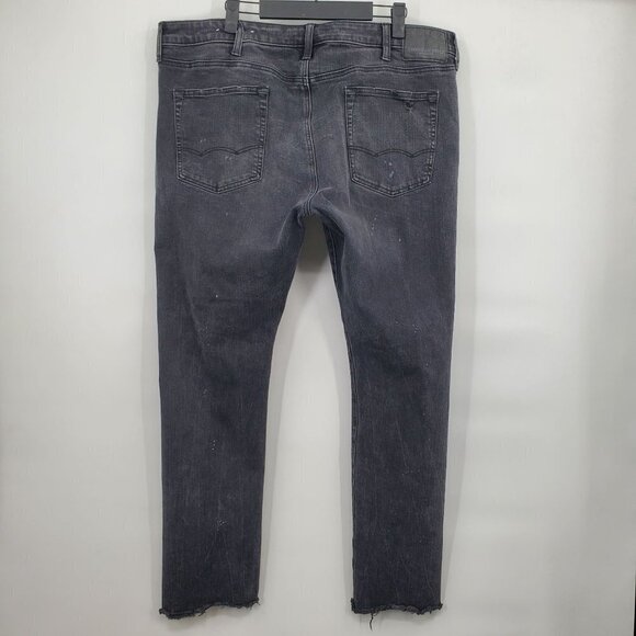 American Eagle Slim Extreme Flex Jeans Distressed Destroyed Grunge Mens 38x32 - Picture 2 of 13